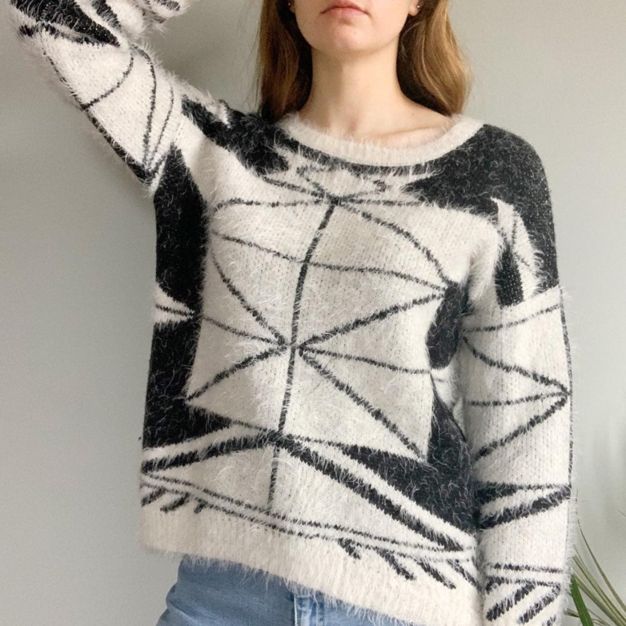 Adrianna Papell black and white geometric print Depop