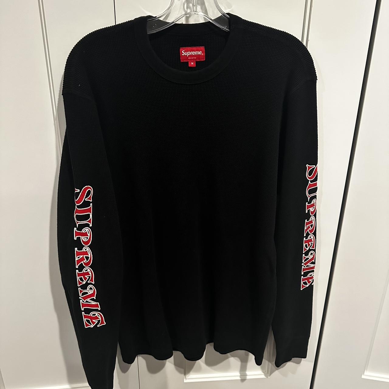 Supreme sleeve logo waffle thermal tee - size medium... - Depop