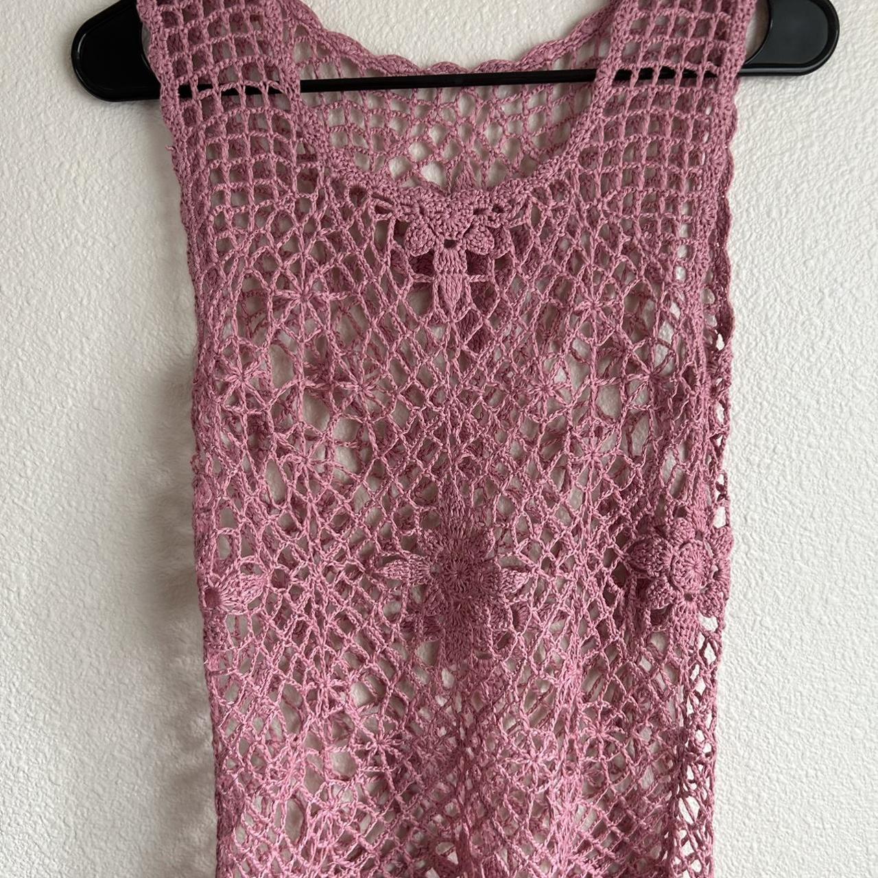 pink crochet top! 💓 beautiful, intricately designed... - Depop