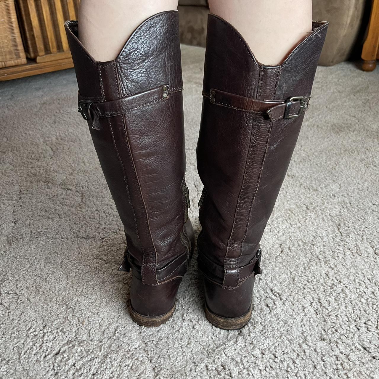 brown frye boots super nice tall designer boots!... - Depop