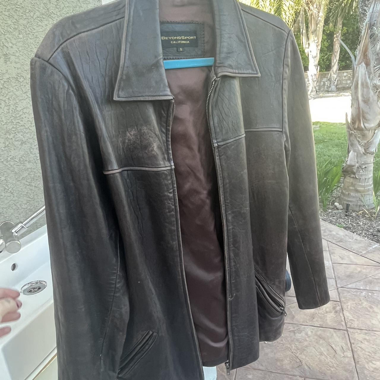 SOLD gorgeous chocolate brown leather jacket in... - Depop