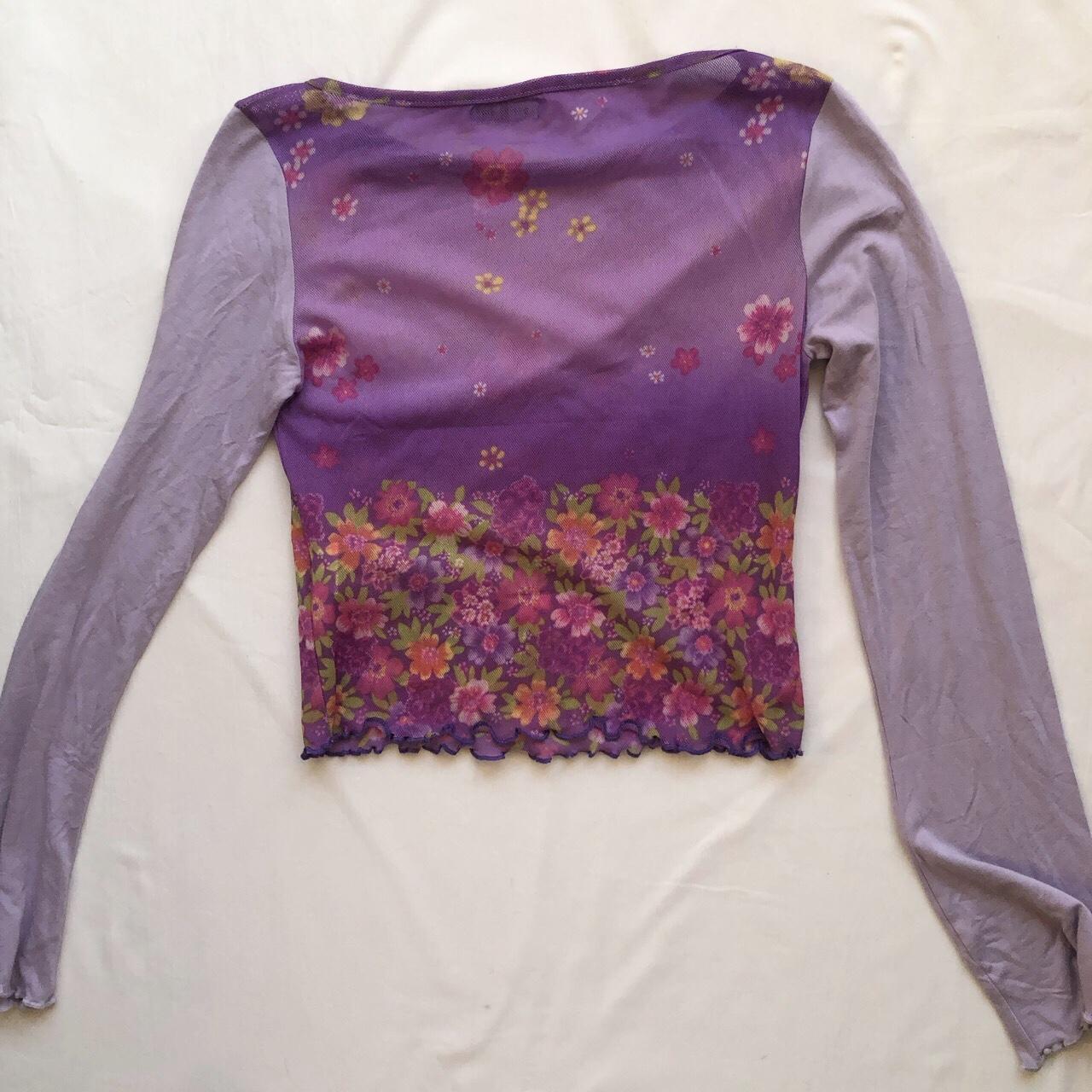 Mesh top with flower print 💜 The sleeves are not... Depop