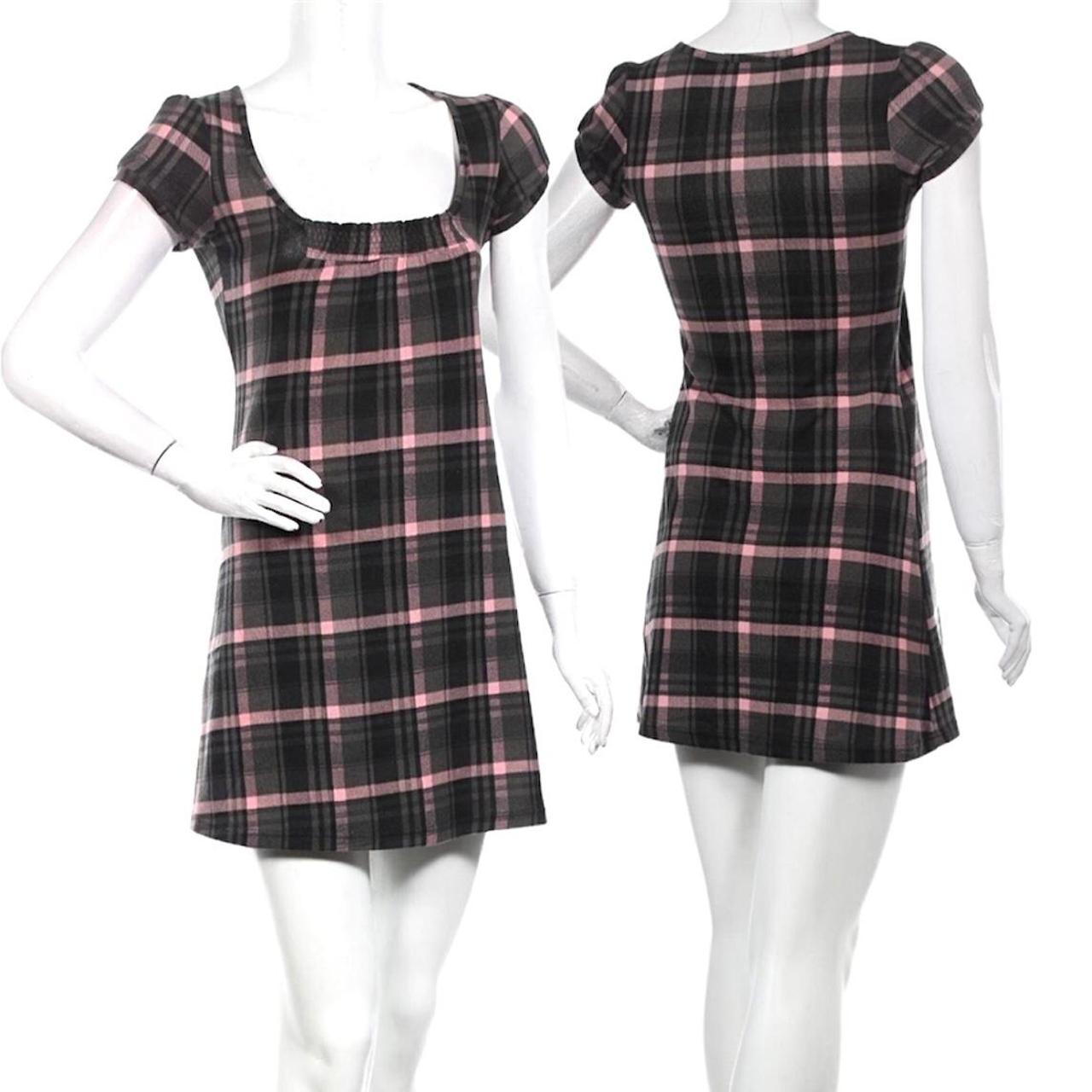 Adorable babydoll checked dress in pink, grey and... Depop