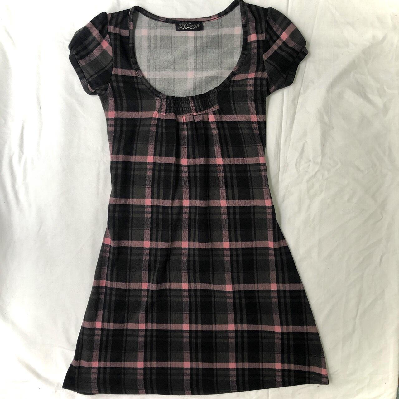 Adorable babydoll checked dress in pink, grey and... Depop