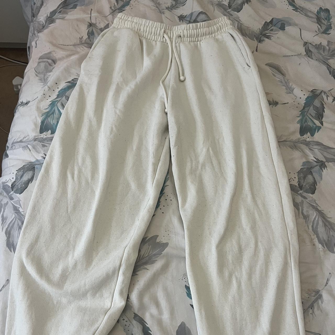 White Zara Joggers Size Small Worn Several Times Depop