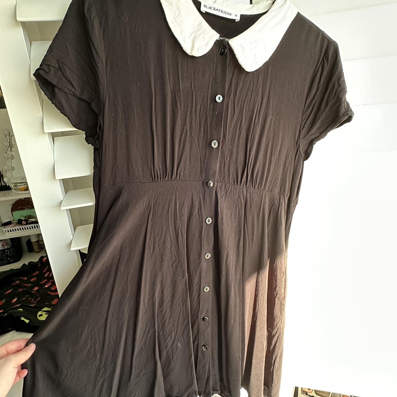 Black Friday black button up dress with white... - Depop