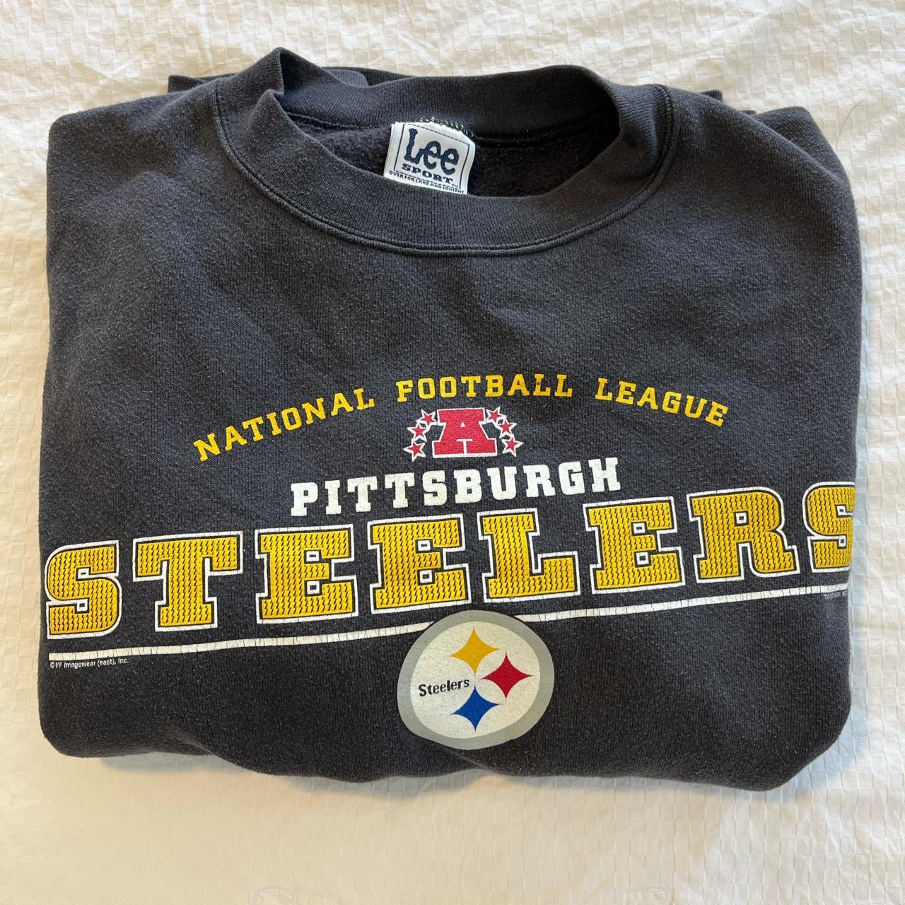 Steelers Logo Denim Button Up Size Medium Fair - Depop