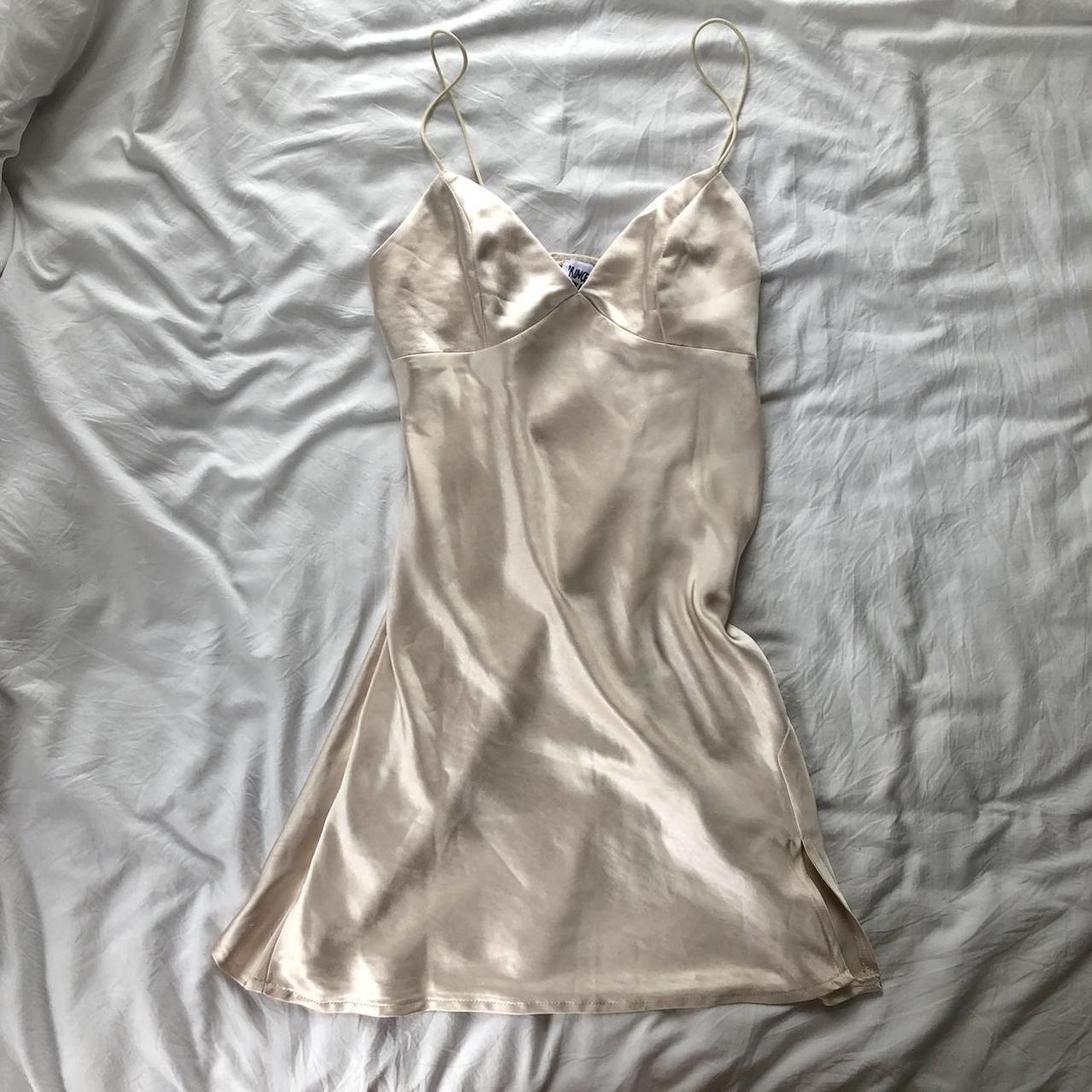 Princess Polly Women's Gold and Cream Dress | Depop