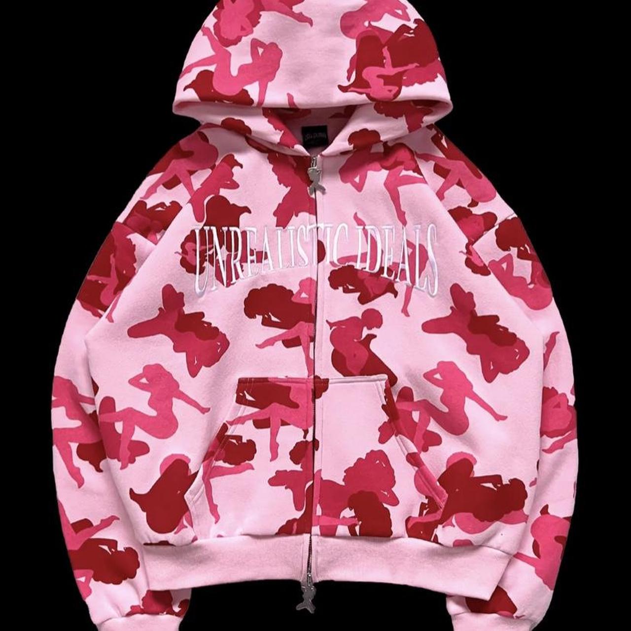 Pink camo hoodie plus size deals