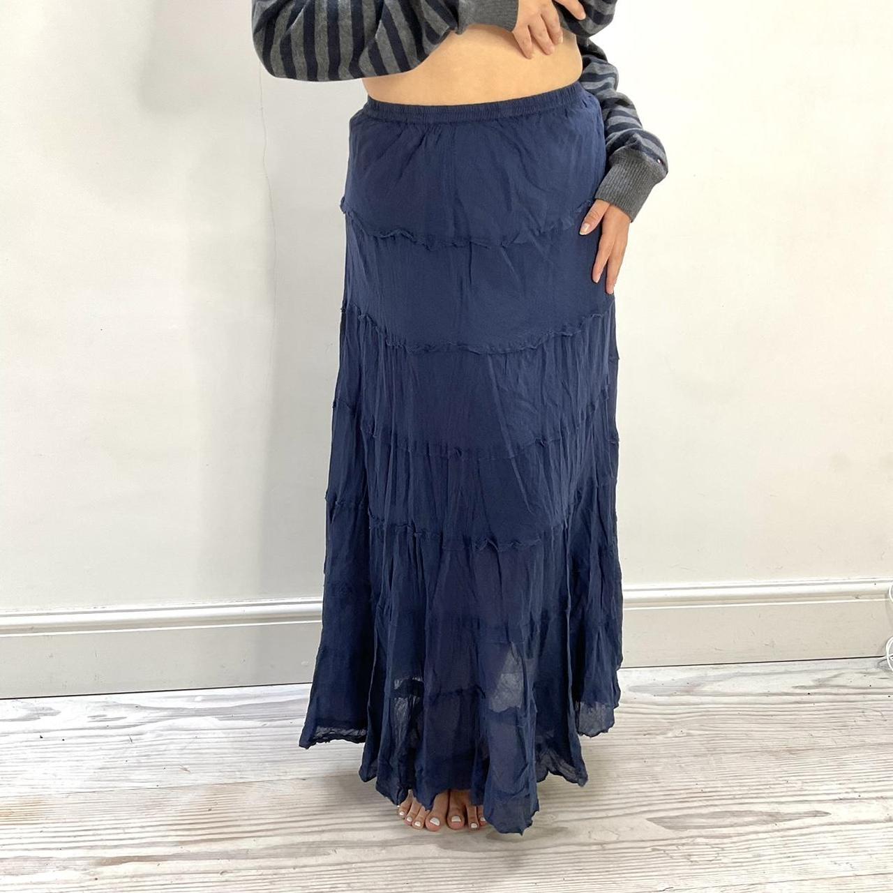 Tiered maxi skirt Lovely navy blue tiered maxi... - Depop