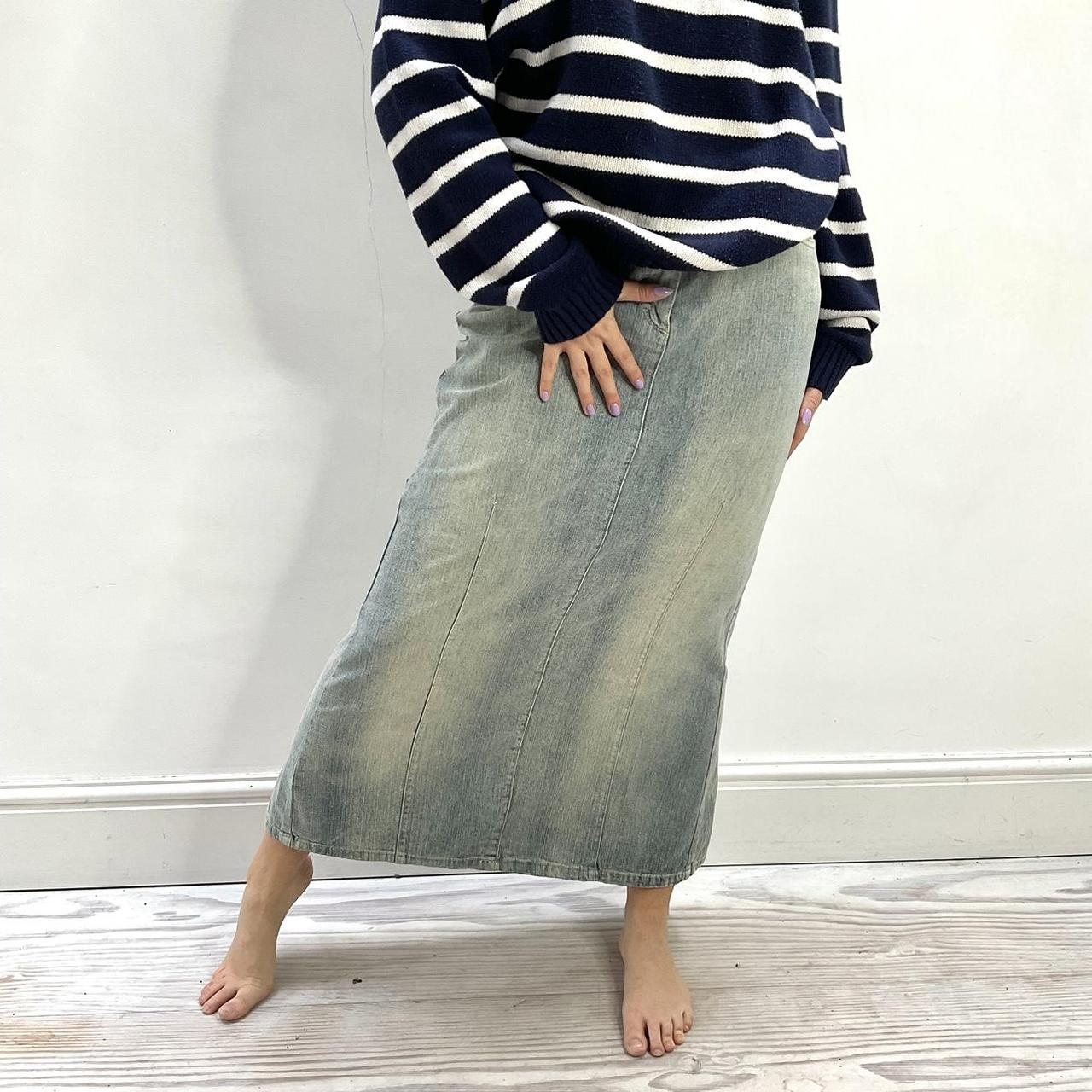 Vintage faded denim skirt Papaya size... Depop
