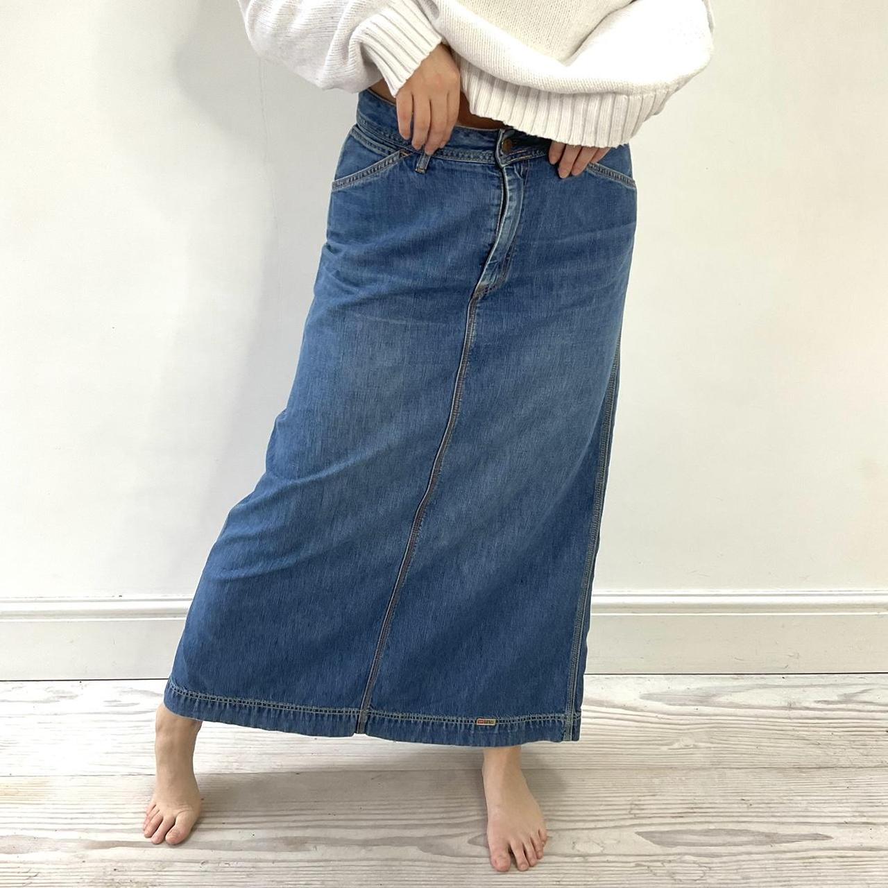 Vintage Diesel denim maxi skirt Size 14 (32” waist... - Depop