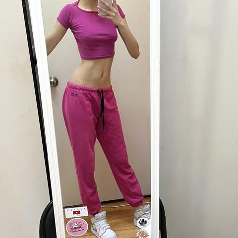 VS PINK hot pink sweat pants. Super super soft and - Depop