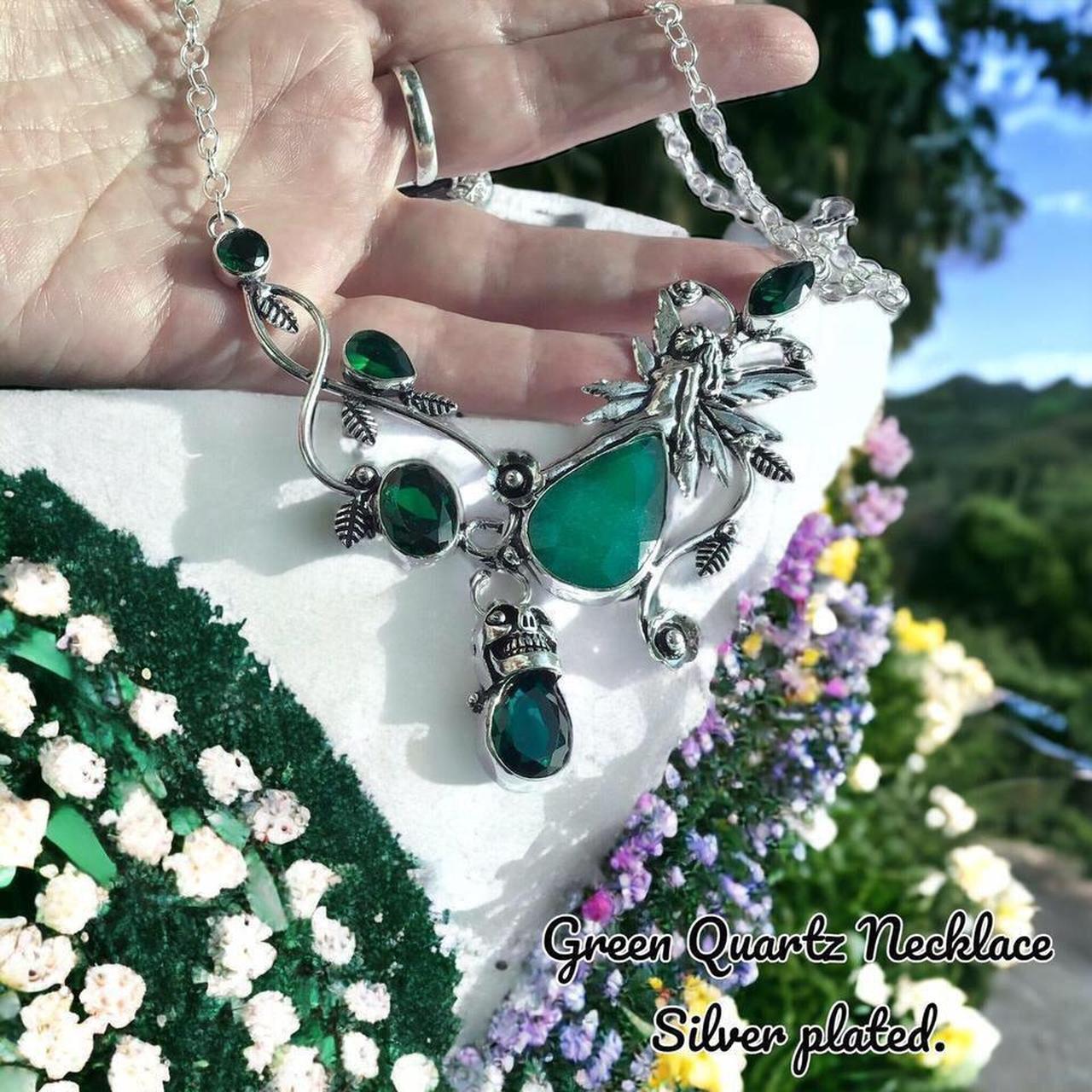 Light green Quartz Healing crystal necklace 19.7”... - Depop