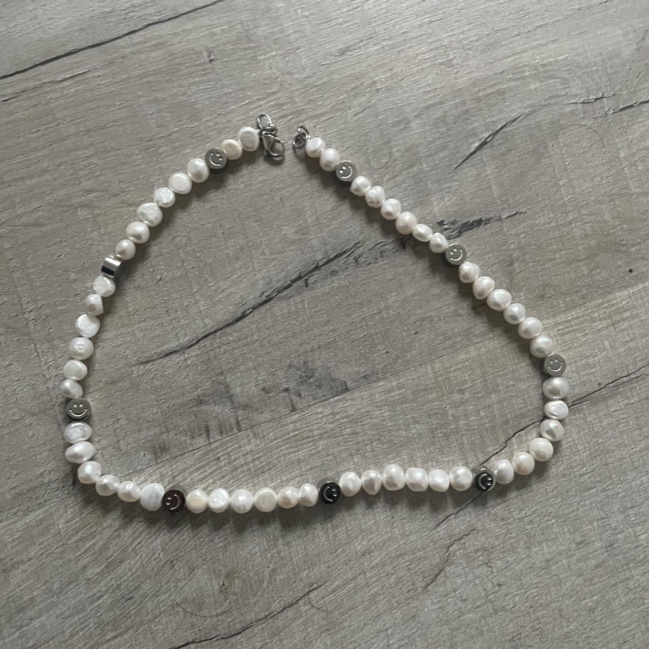 Craftd London Smiley Real Pearl Necklace (Silver) Depop