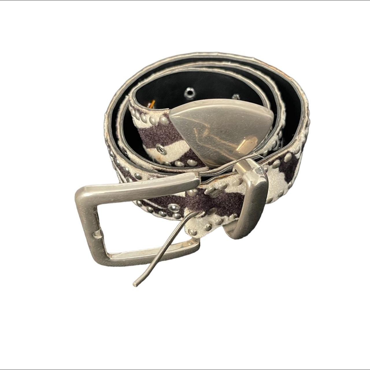 zebra fur rhinestone studded belt hole sizes range... Depop