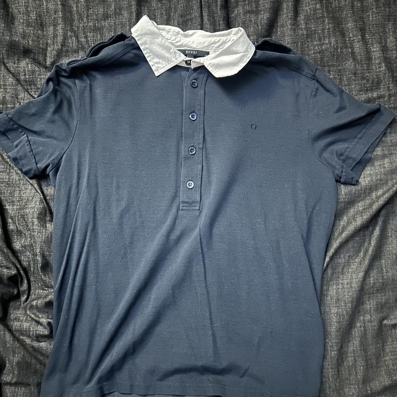 Navy Blue Gucci Collar Shirt Fits like a... - Depop