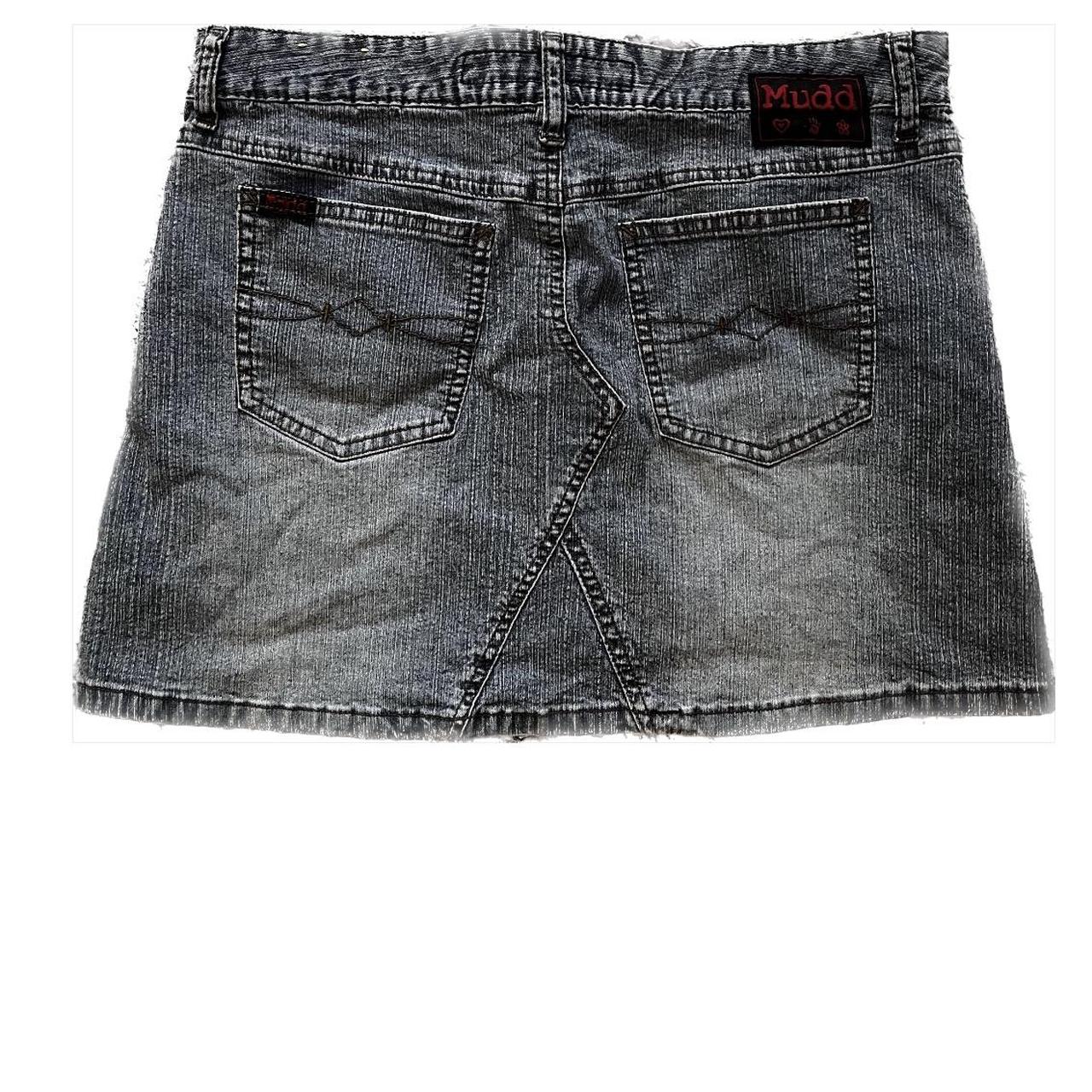 cute y2k grungy mini denim skirt from