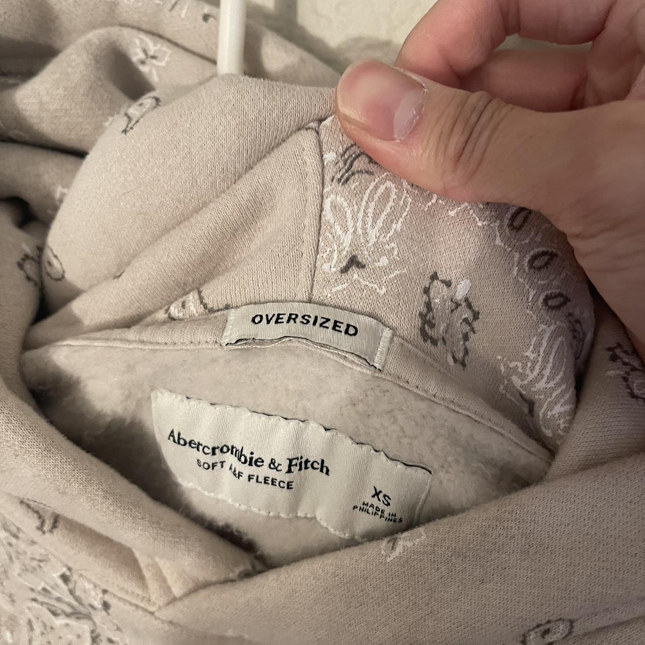 Abercrombie & Fitch Men's Cream and Tan Hoodie Depop