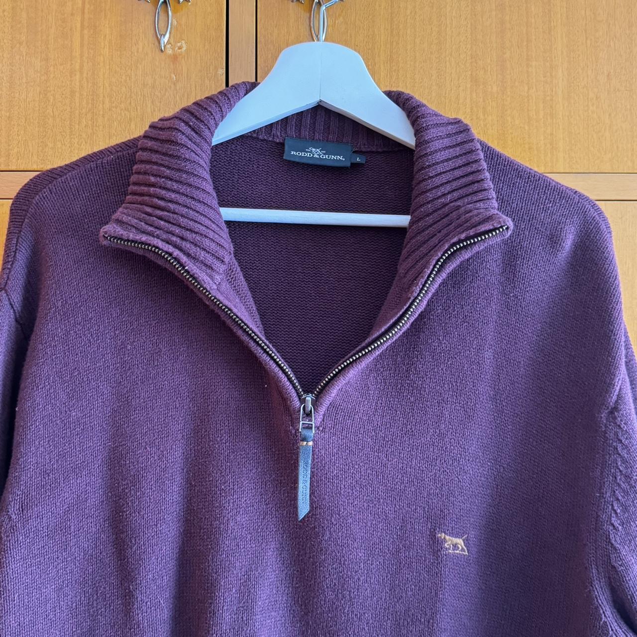 Burgundy Rodd and Gunn men’s quarter zip jumper... - Depop