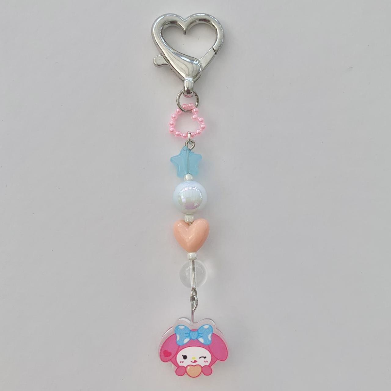 MY MELODY BEADED HEART KEYCHAIN Message me with any... - Depop