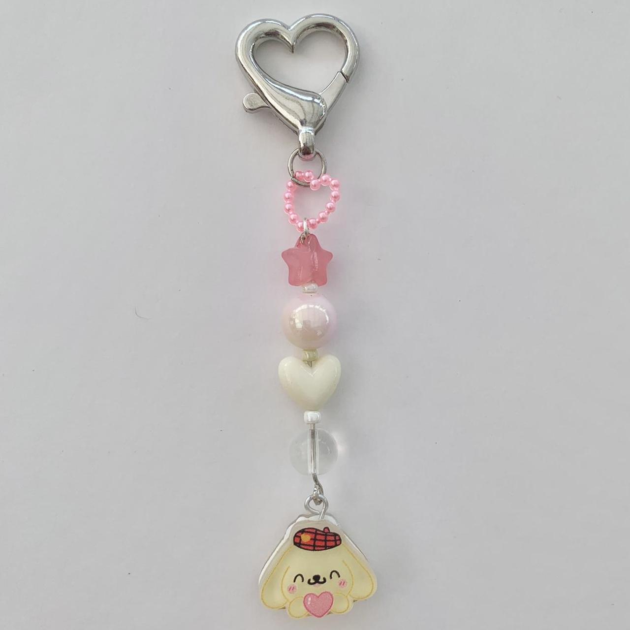 POMPOMPURIN BEADED HEART KEYCHAIN Message me with... - Depop