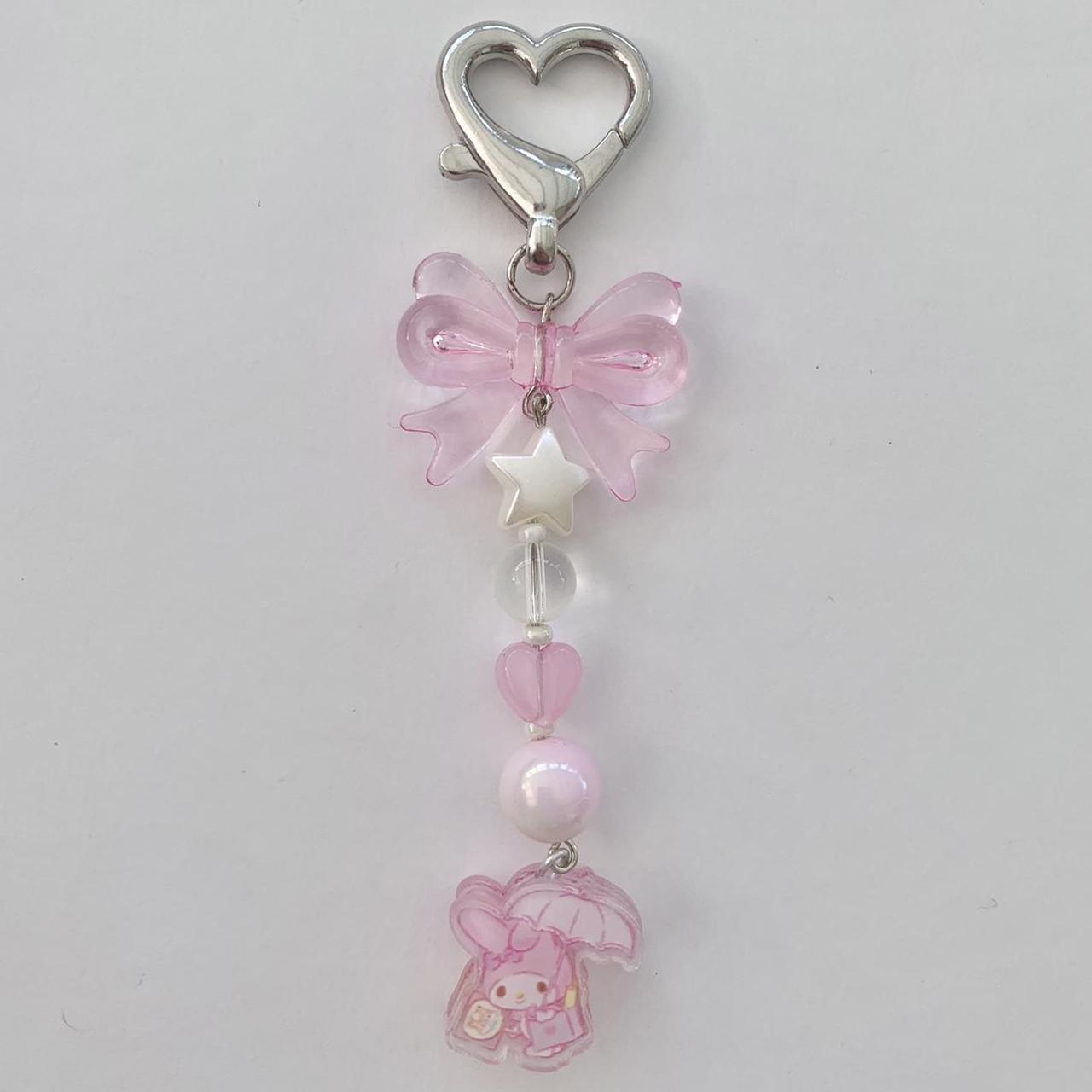 MY MELODY BEADED HEART KEYCHAIN Message me with any... - Depop