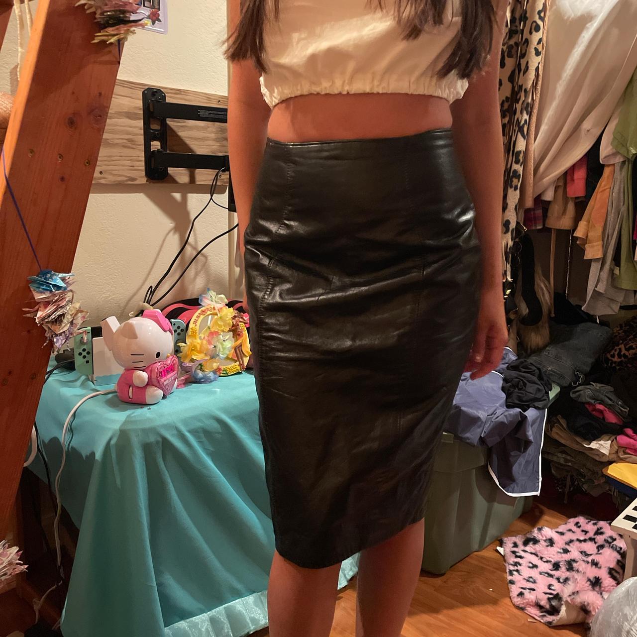 Vintage genuine leather midi skirt Vintage San | Depop Vintage genuine leather midi skirt Vintage San | Depop
