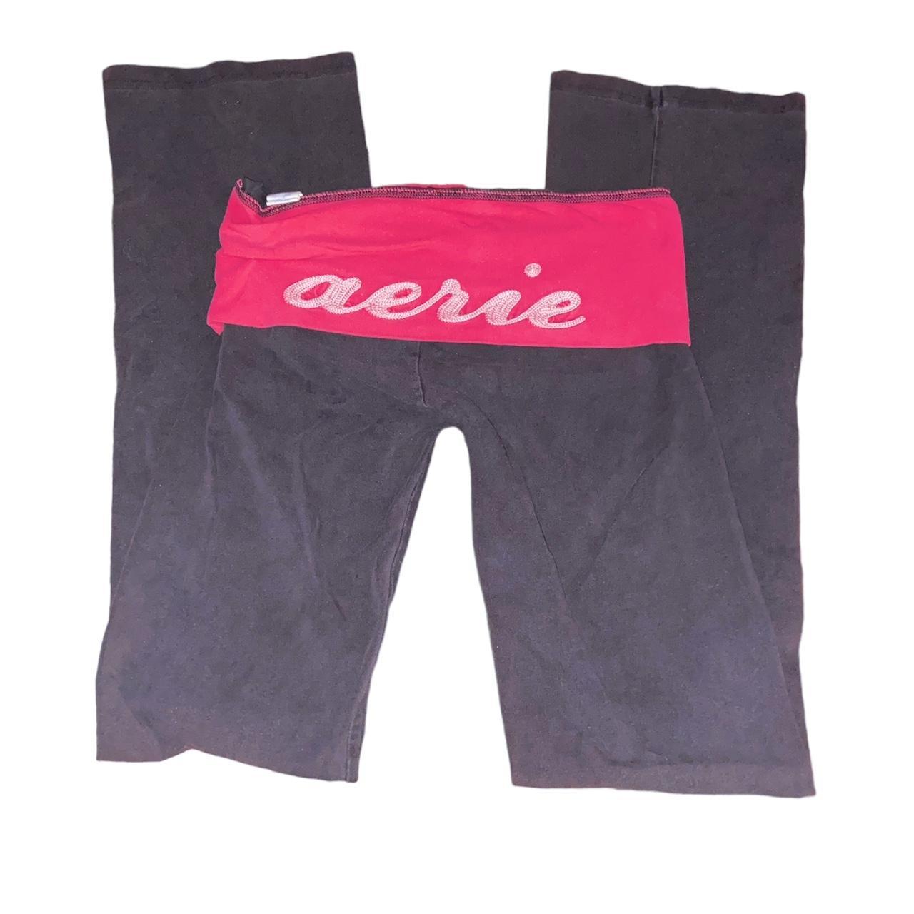 Y2K Vintage Aerie fold over yoga pants hot pink - Depop