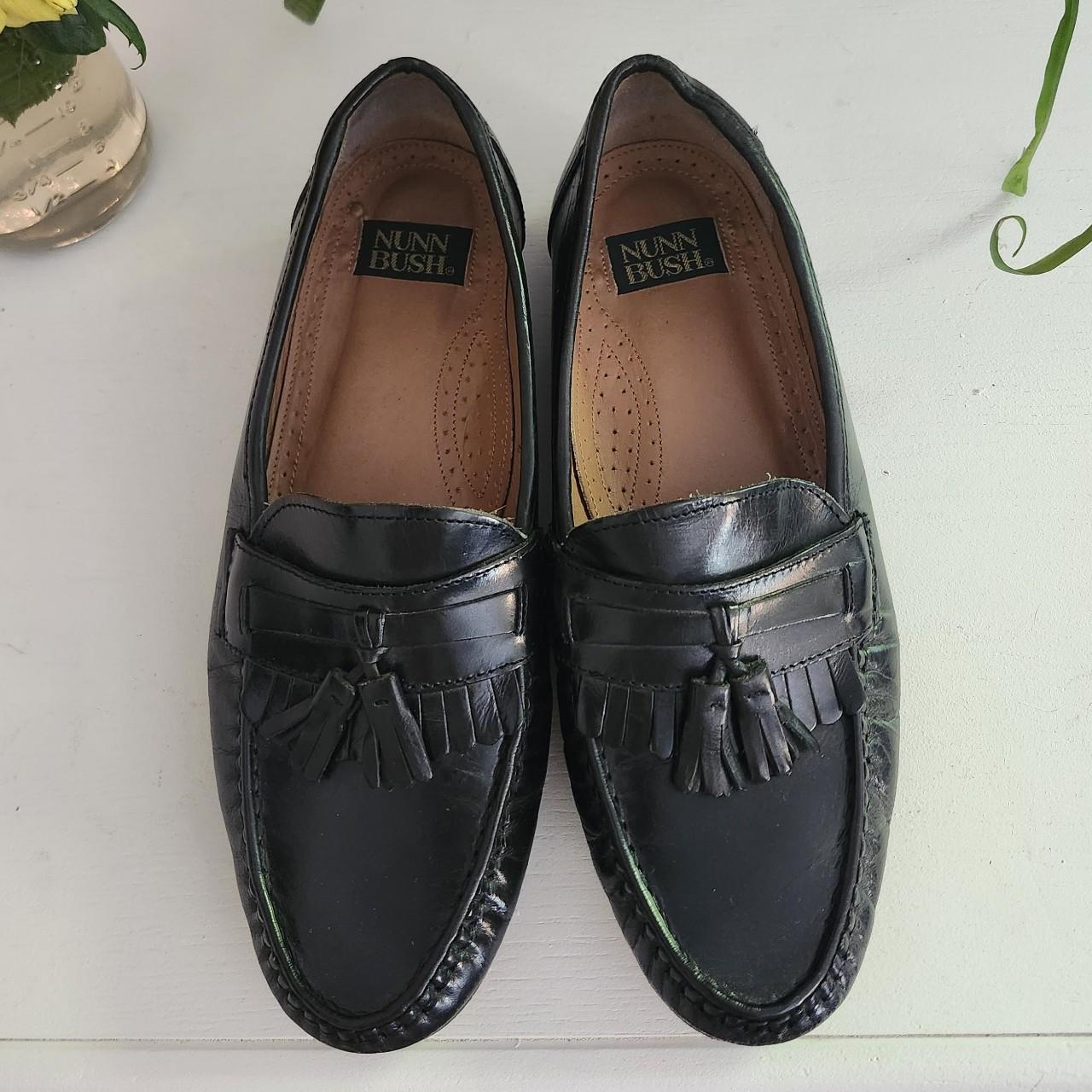 hot grandpa vintage nunn bush black leather loafers... - Depop