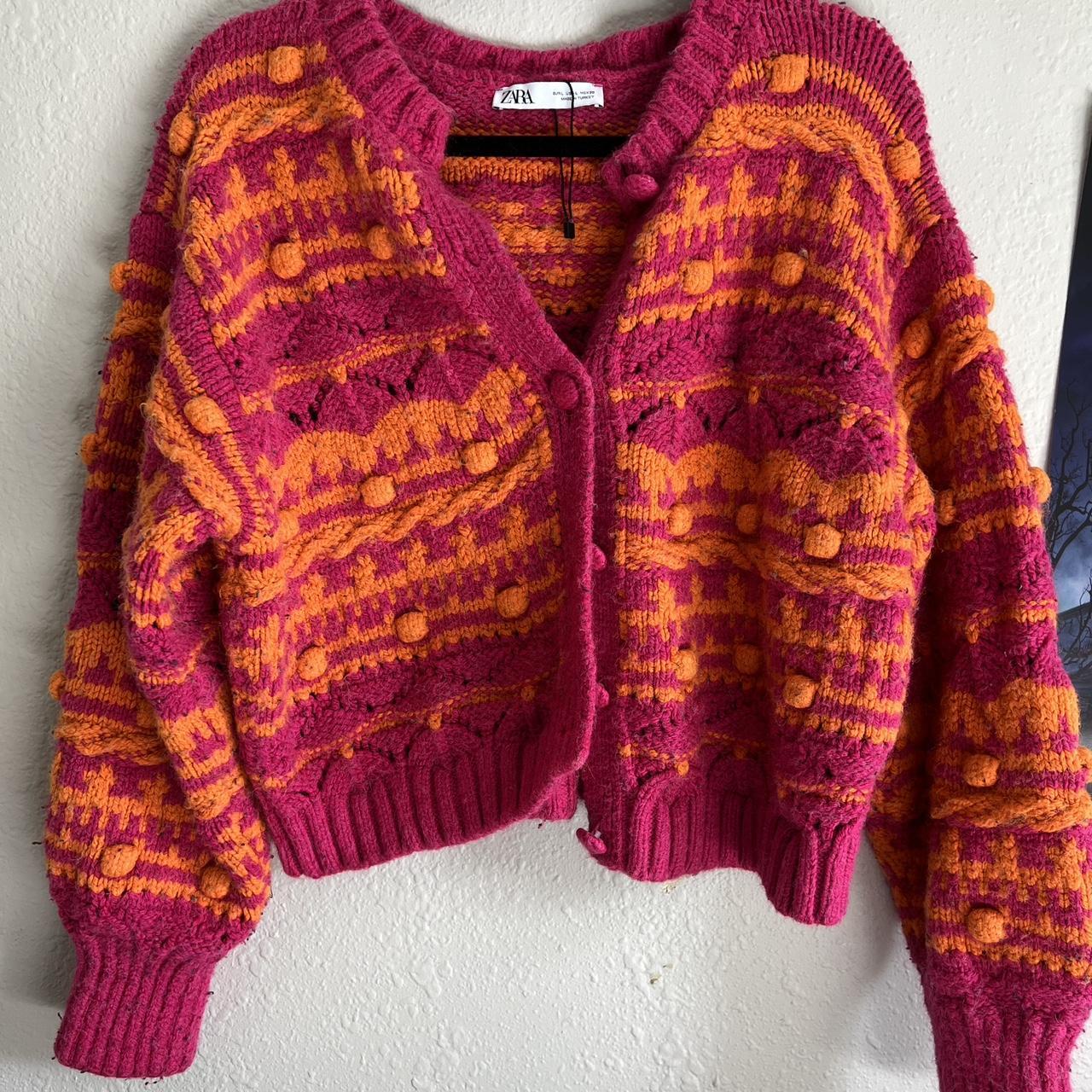 Pink Zara Knit Cardigan 💌size L and lower 💌super... - Depop