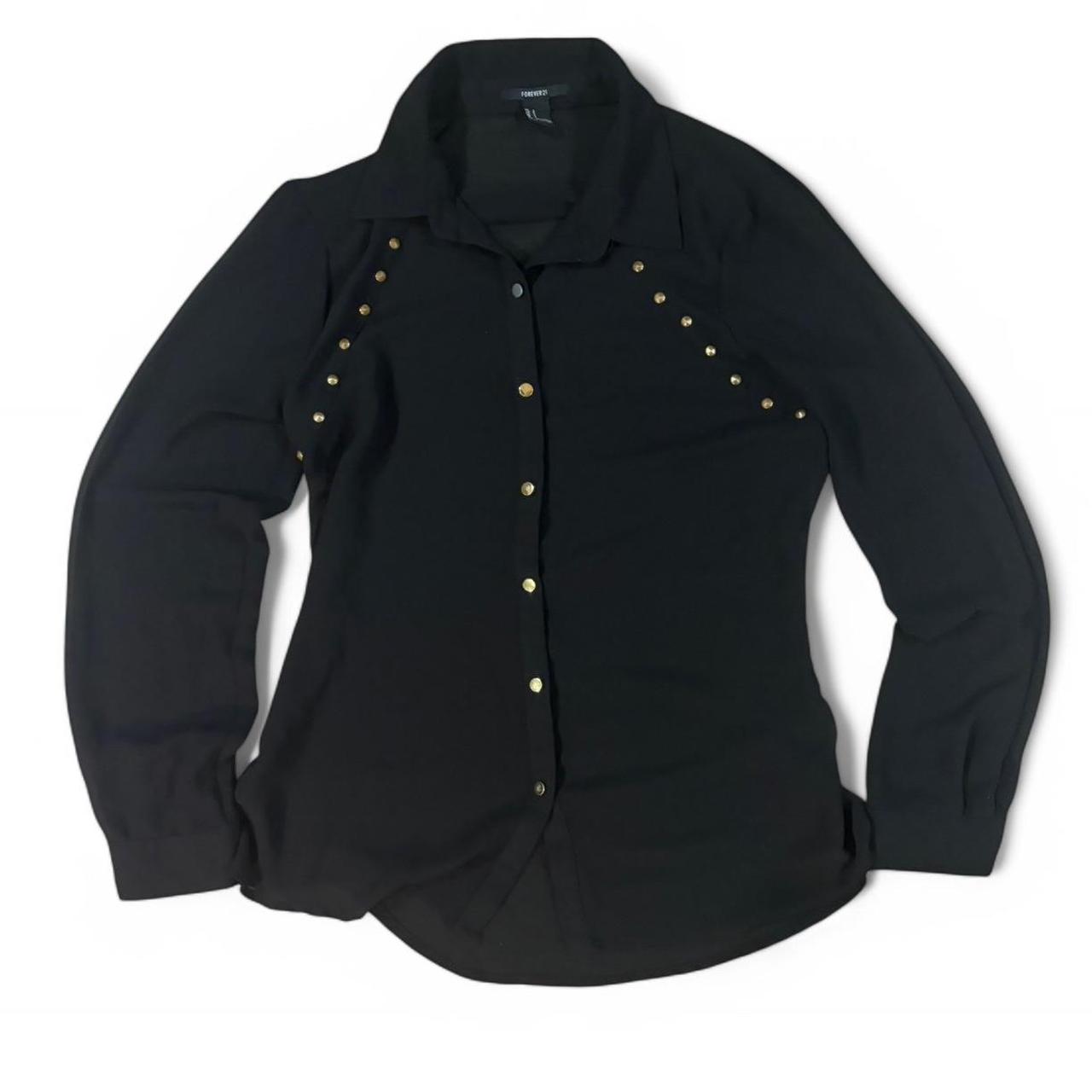 black sheer button up blouse with