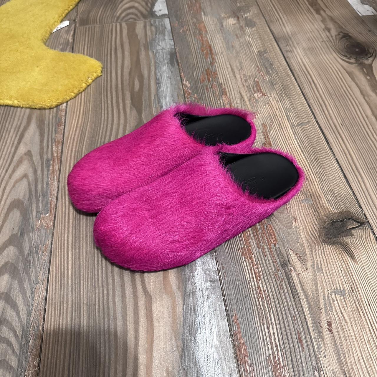 marni Pink fussbot fur mule WITH SSENSE RECEIPT no... - Depop