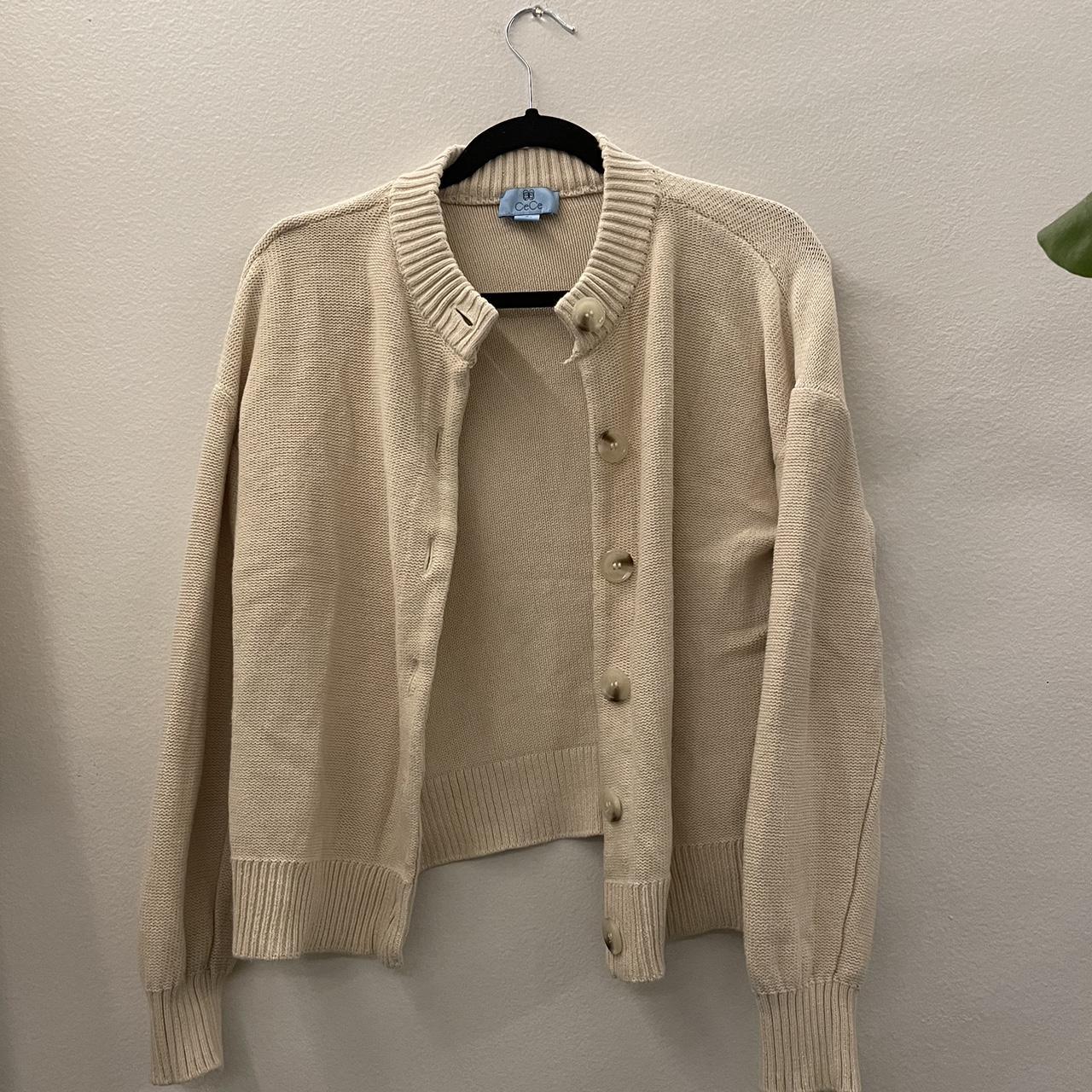 CeCe Women's Cream Cardigan Depop