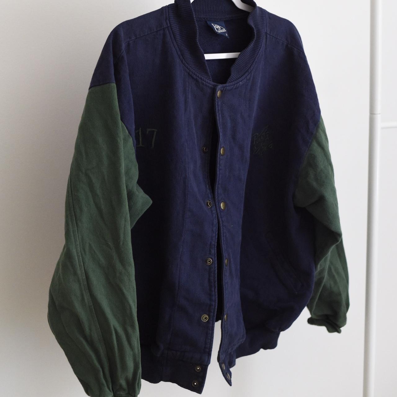 Women's Navy and Green Jacket Depop