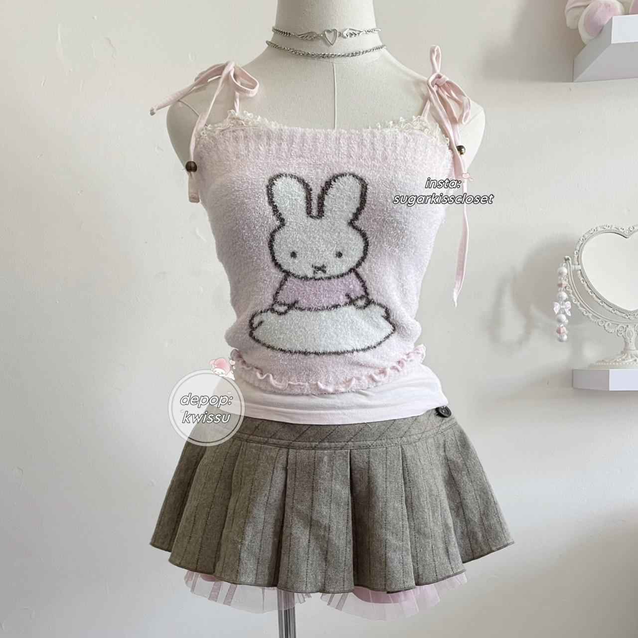 Baby pink fluffy miffy the rabbit tube top , Pastel...