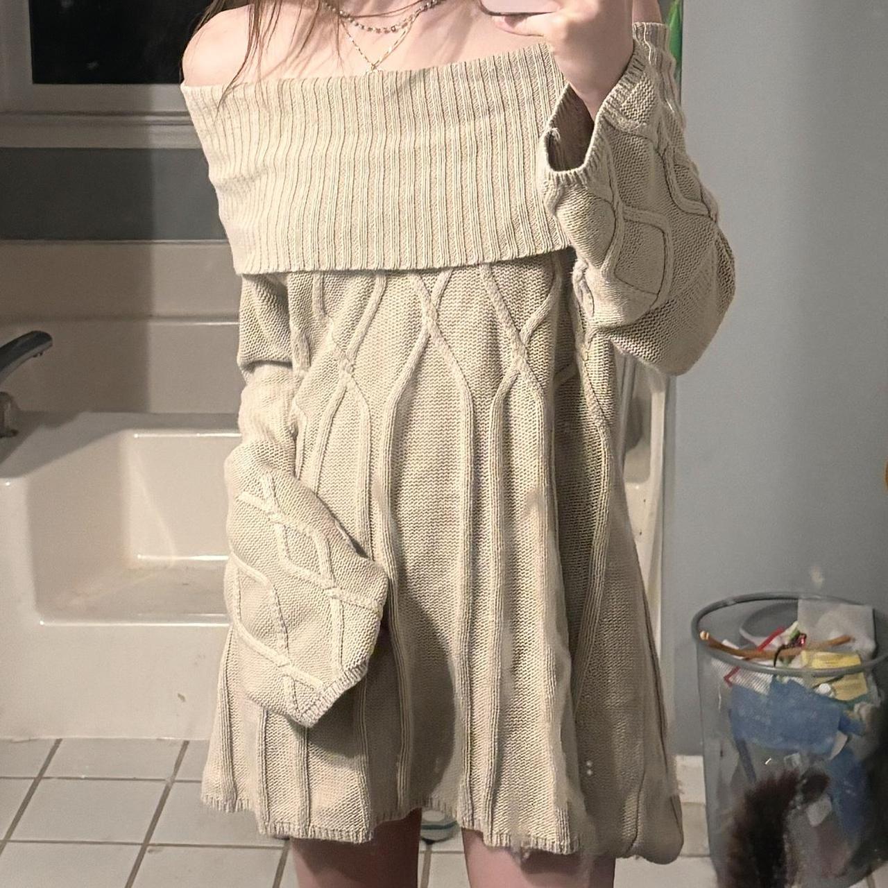 perfect grey knit off the shoulder sweater... Depop