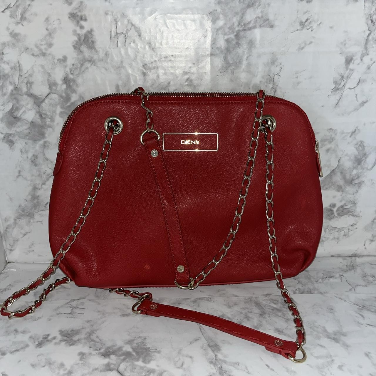 Dkny red leather bag online