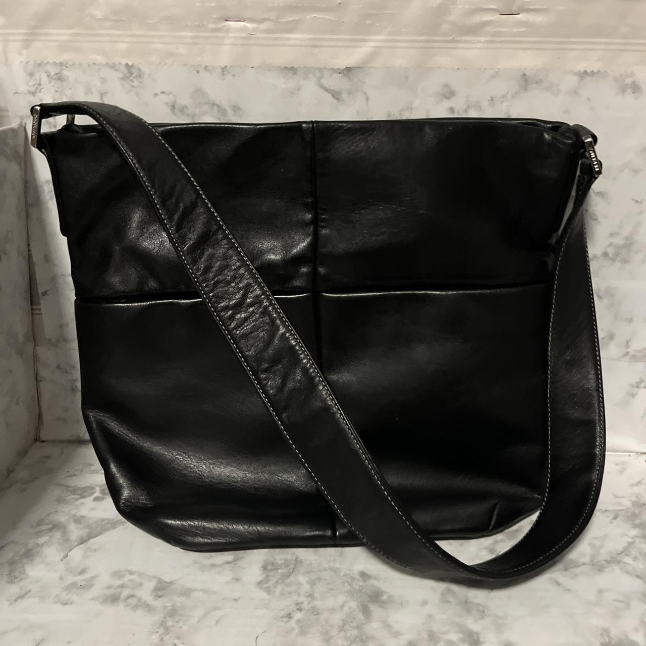 Perlina New York Womens Black Leather Purse Top