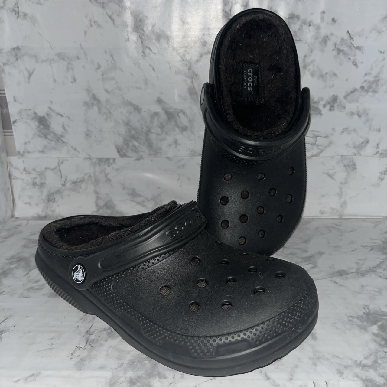 Crocs black with fur shops