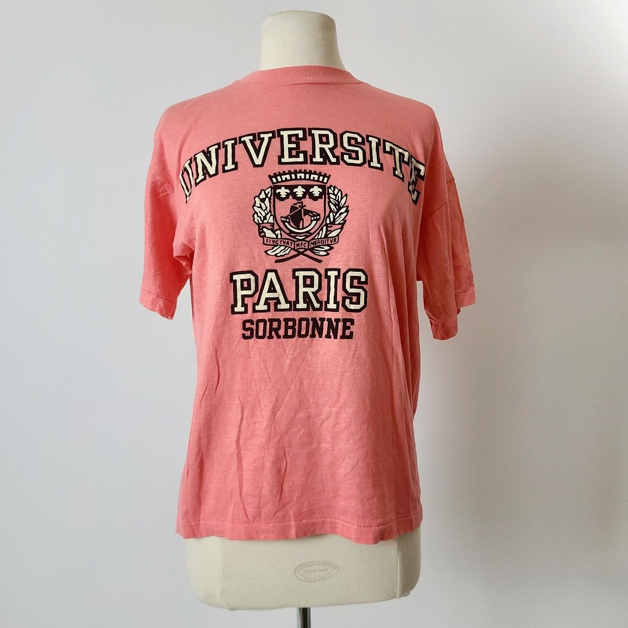 Vintage Salmon Pink 1980s single-stitched Universite... - Depop