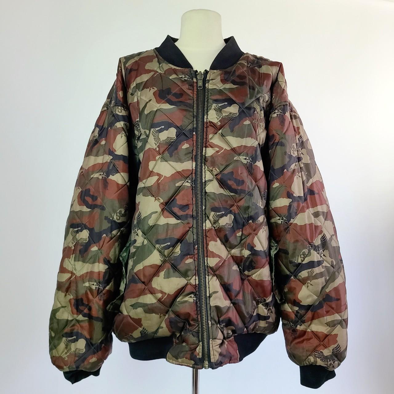 Vintage 00s Y2K Reversible Camoflauge MA-1 Style... - Depop