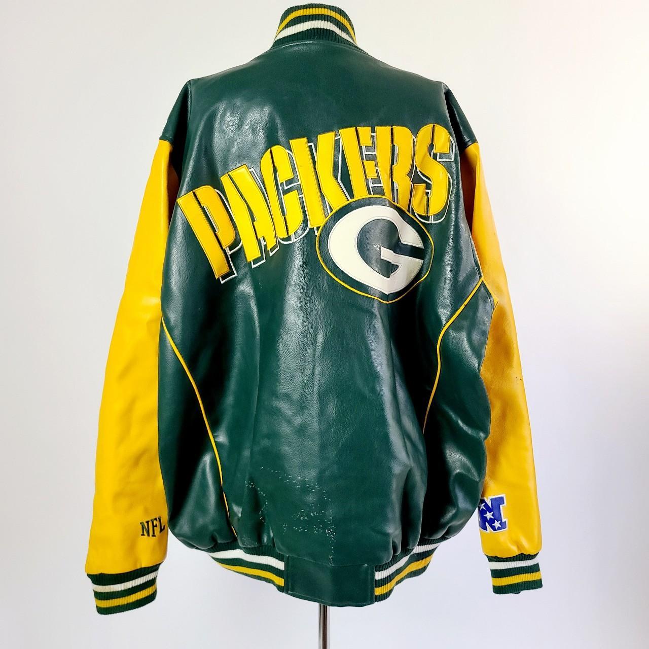 Faux Leather Vintage Green Bay Packers Leather Jacket Men's NFL