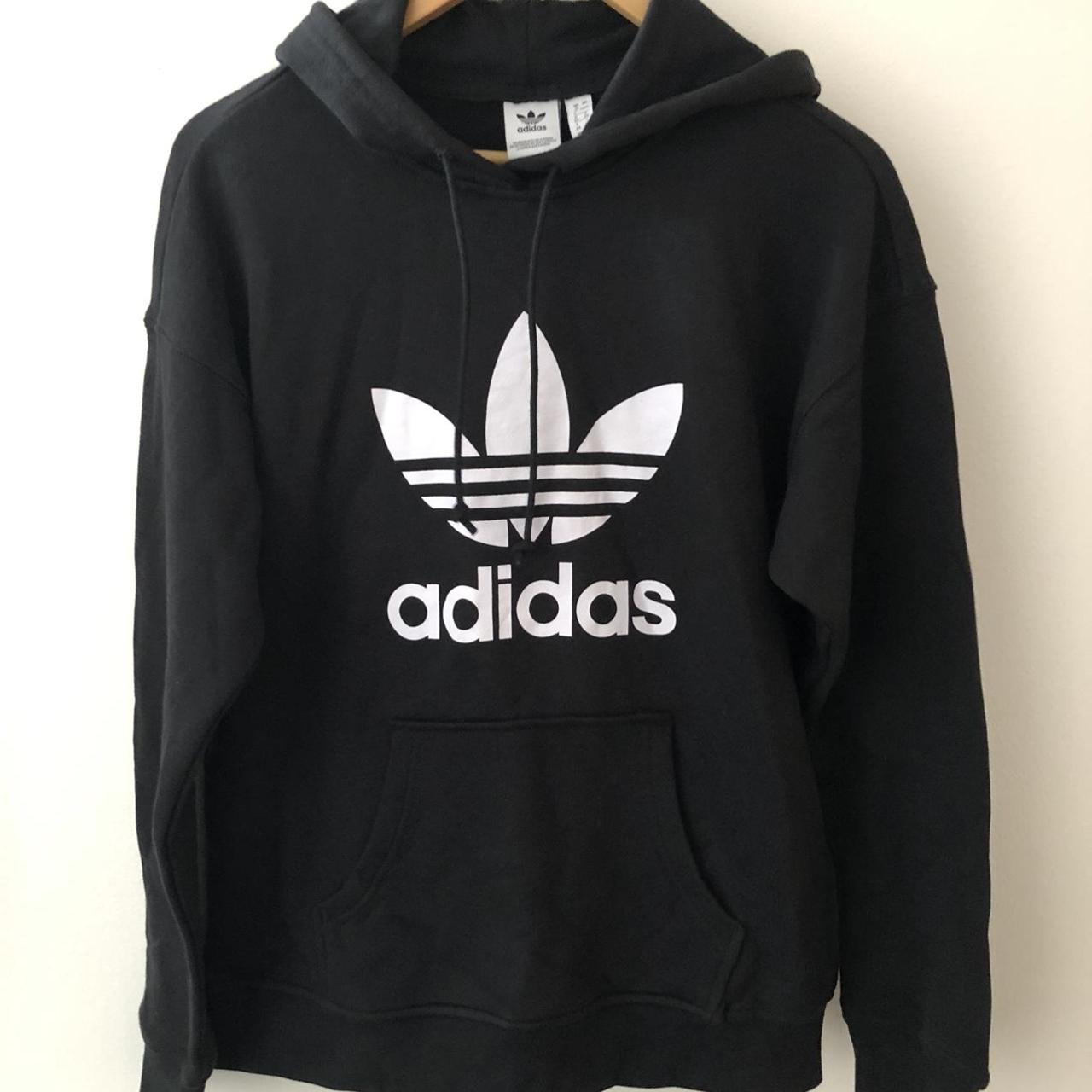 Adidas Women's White and Black Hoodie | Depop