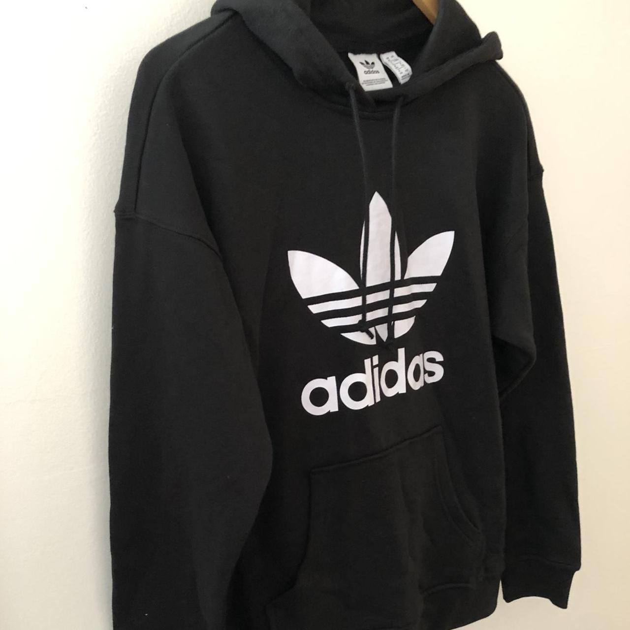 Adidas Women's White and Black Hoodie | Depop