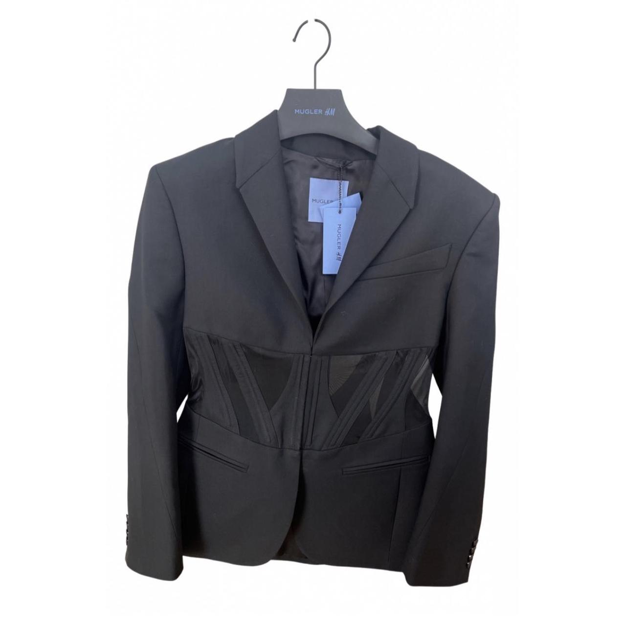 ジャケット・アウター Thierry Mugler asymmetry belted jacket F/W 1989 Thierry Mugler Black Futuristic Bullet Metal Runway