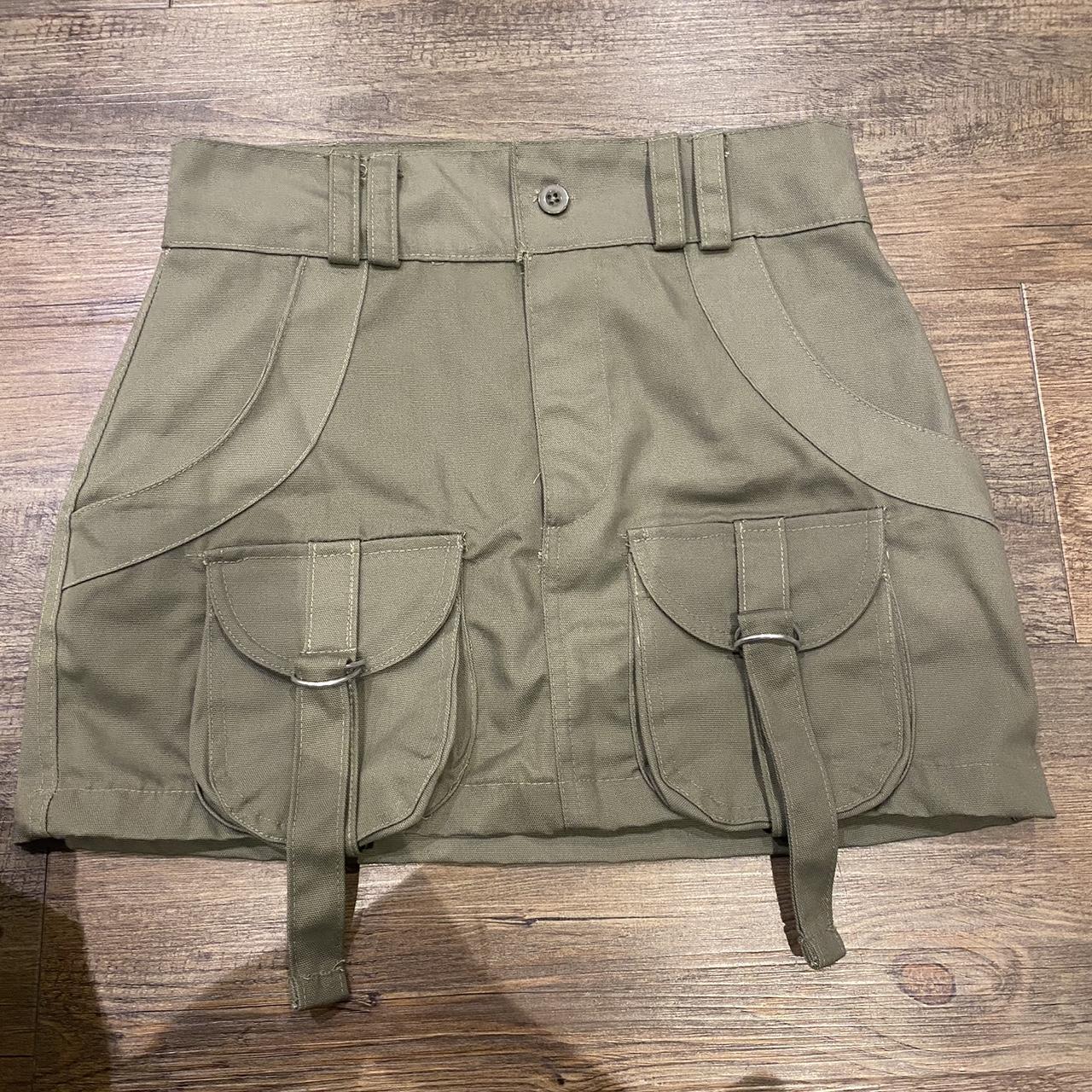 Khaki Cargo Pocket Detail Micro Mini Skirt