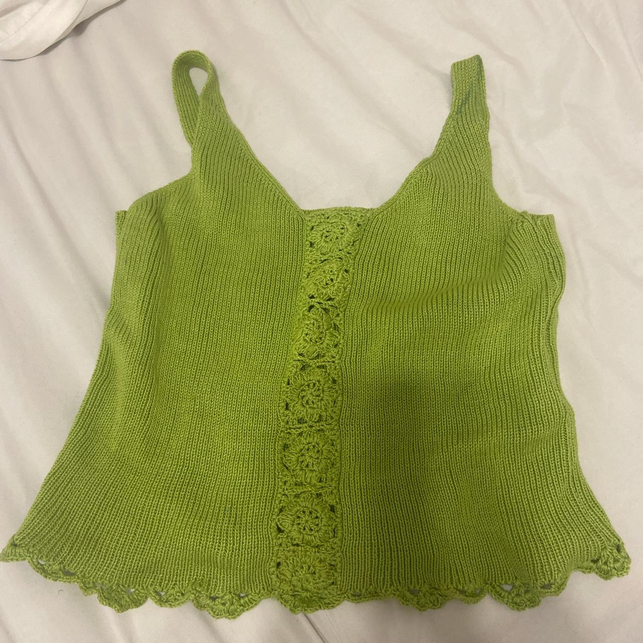Crochet lime green tank top. Super cute when paired... - Depop