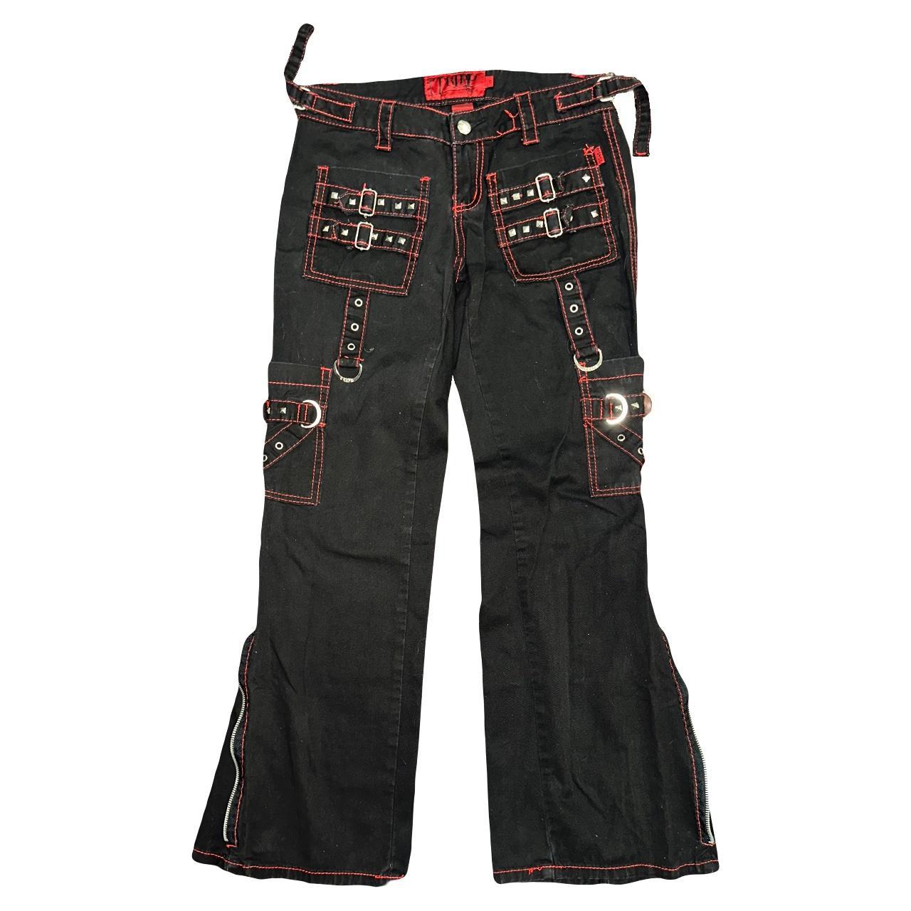 Tripp NYC Women's Black and Red Trousers Depop