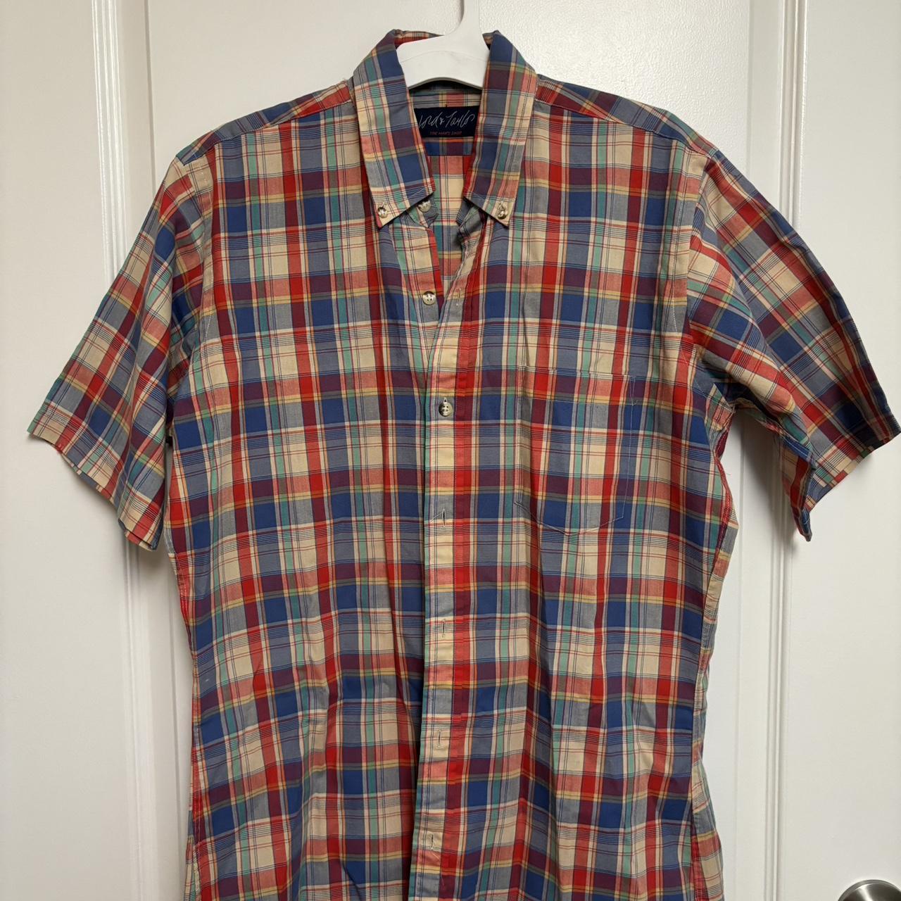 Vintage men’s Lord & Taylor single stitch plaid... - Depop